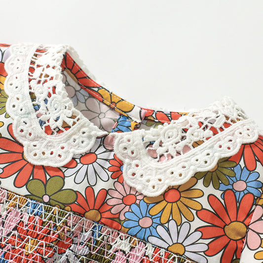 Floral Print Girls' Princess Dress