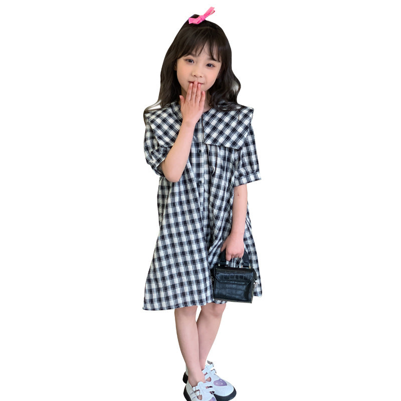 女孩别致复古格子公主裙