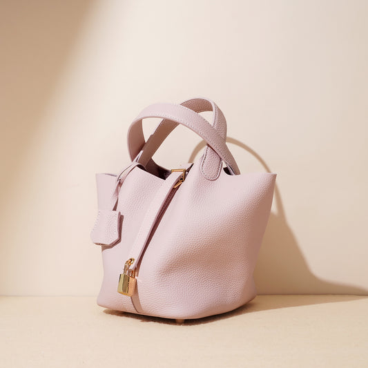 Large Capacity Genuine Leather Basket Bucket Bag