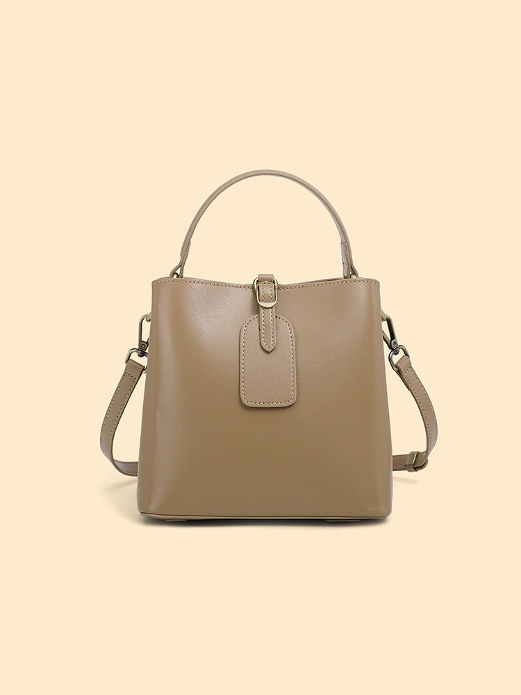 Luxe Genuine Leather Bucket Bag