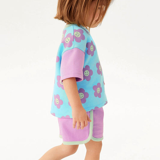 Girls' Short Sleeve Top Shorts Two-Piece Set