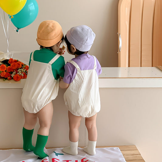 Baby Hamburger Patchwork Onesie