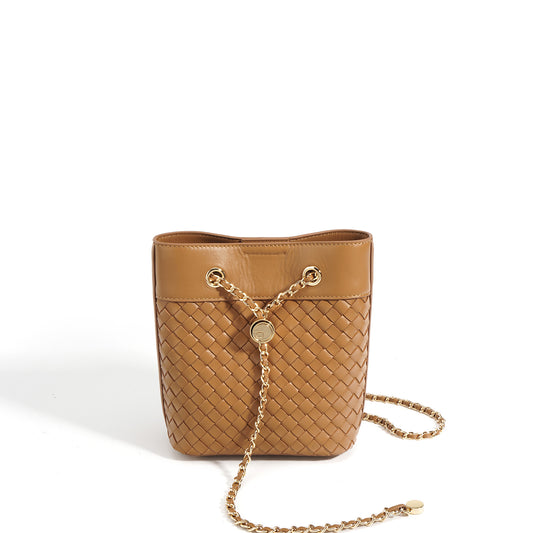 Mini Golden Chain Genuine Leather Bucket Bag