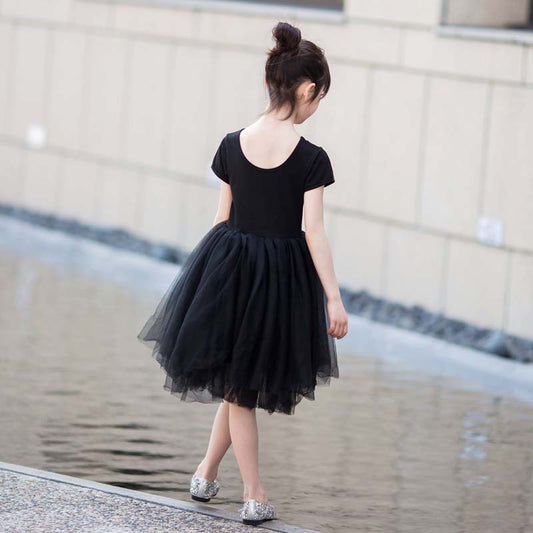Girls' Korean-style Princess Tulle Dress Black