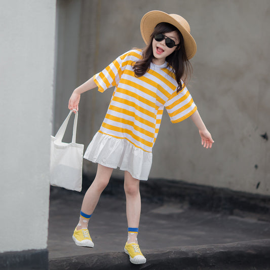 Casual Striped T-shirt Dress