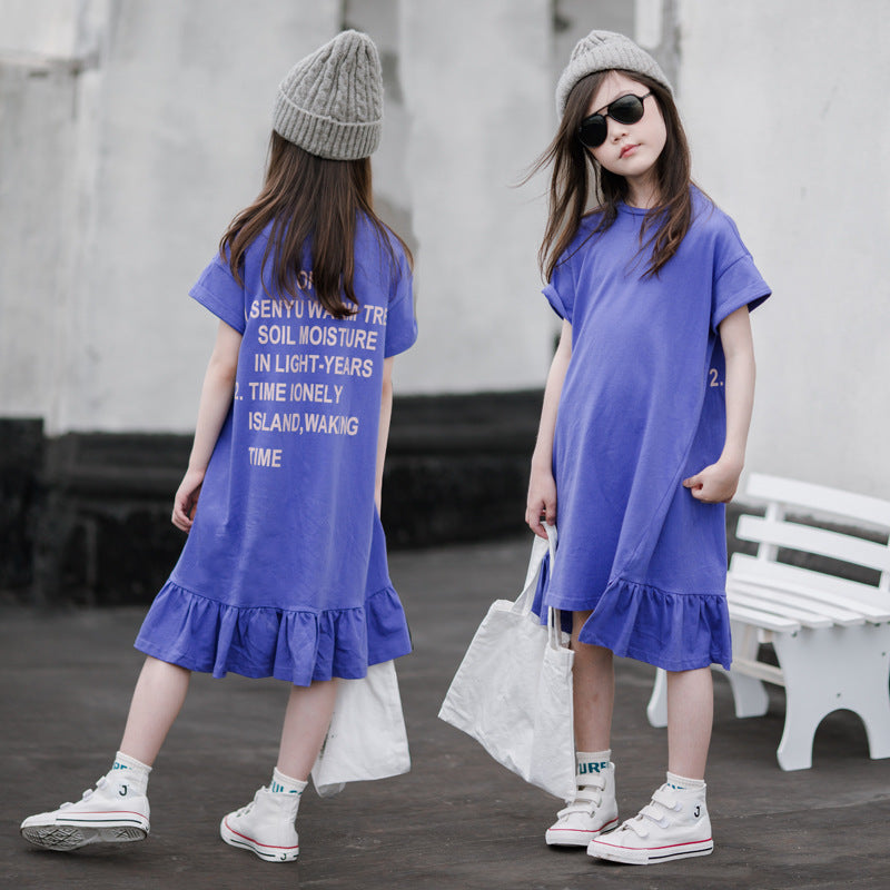 Girls' Ruffles Hem Mother Daughter Matching T-shirt Dress