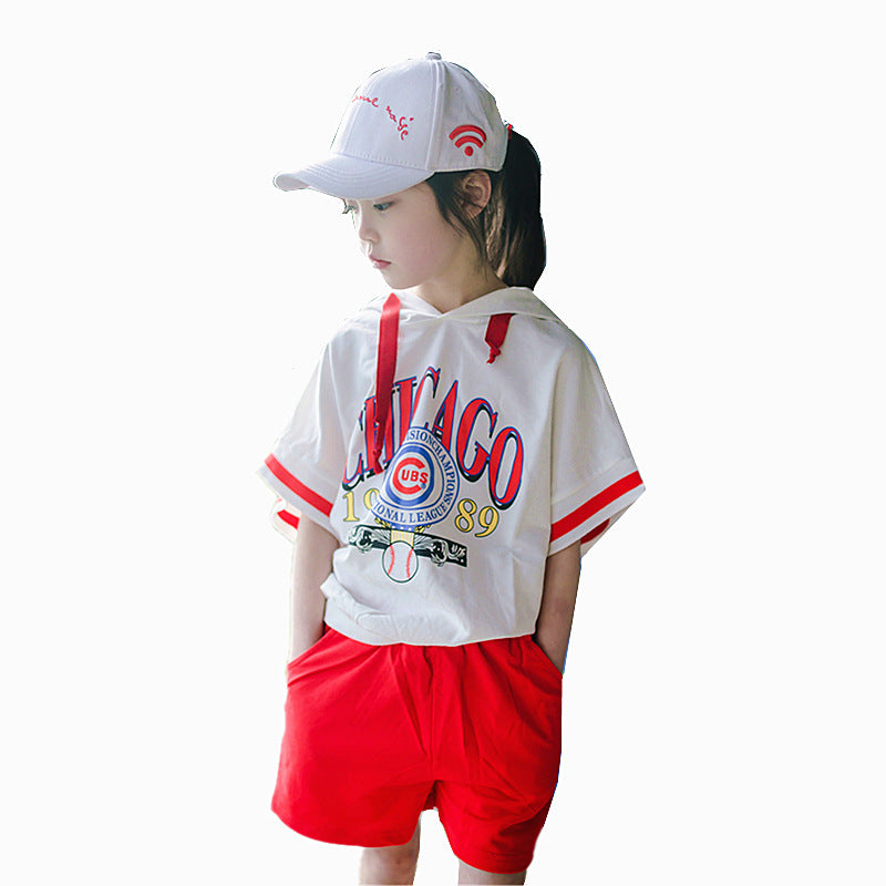 女童韩版纯棉T恤短裤两件套