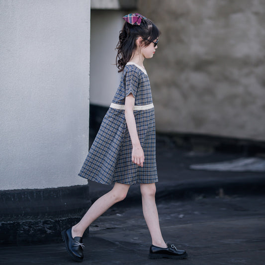 Girls' Forest Plaid Princess Dress