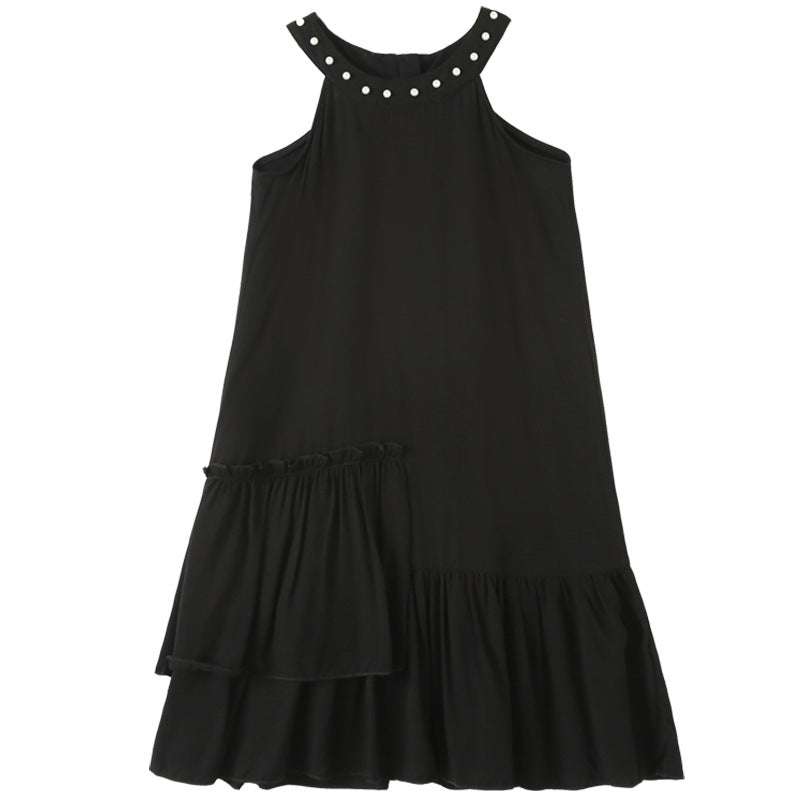 Asymmetrical Cold-shouder Pleated Dress