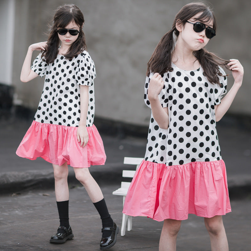 Girls' Cotton Princess Patchwork Dress