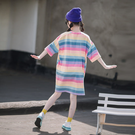 Rainbow Chic T-shirt Dress