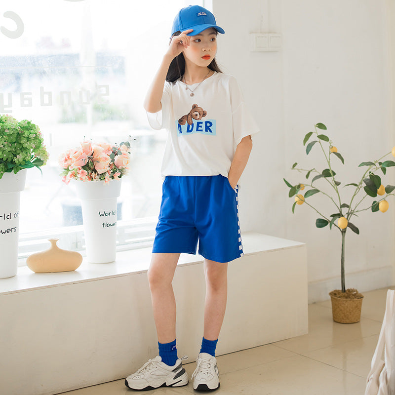 Girls' Casual T-shirt and Shorts Two Pieces Outfit Set Girls