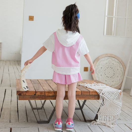 Girls' Chic Hoodie and Shorts Two Pieces Set
