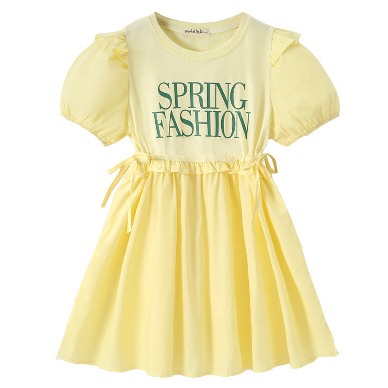 Puff Sleeves Patchwork Princess Dress