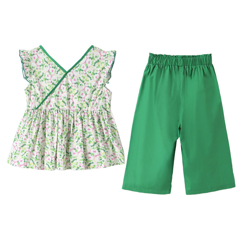 Girls' Chinese Style Chic Hanfu Two Pieces Set