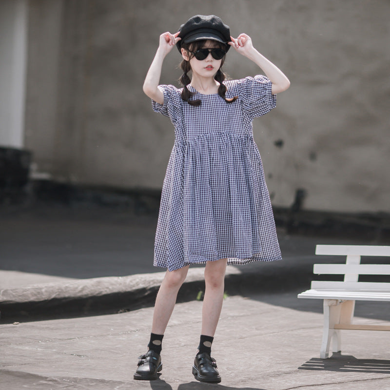Cotton Plaid Dress Girl Dresses Online Singapore SUNJIMISE