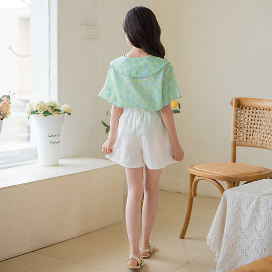 Girls' Polka Dot Short Sleeve Top and Shorts Two Piece Set