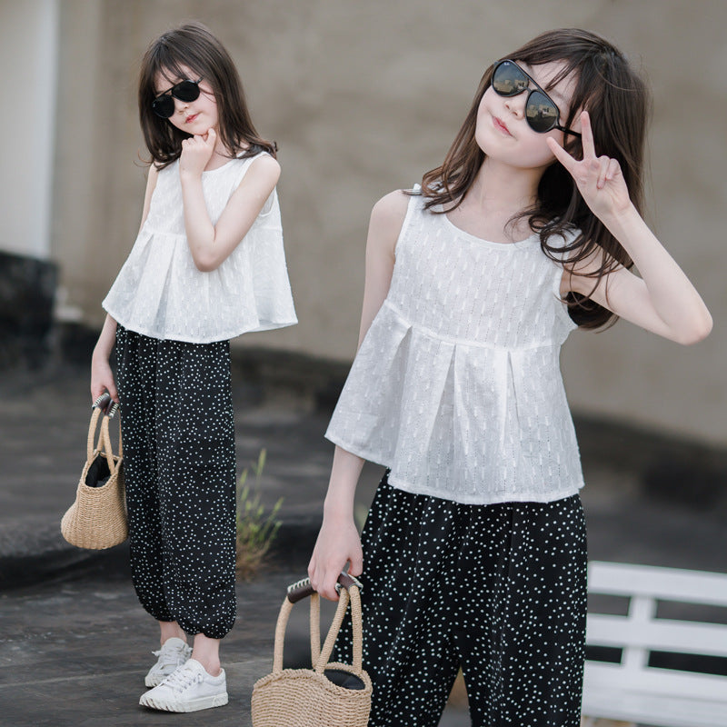 女孩荷叶边蕾丝娃娃裙衬衫