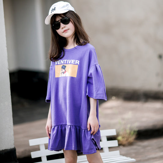 Girls' Ruffle Hem T-Shirt Dress