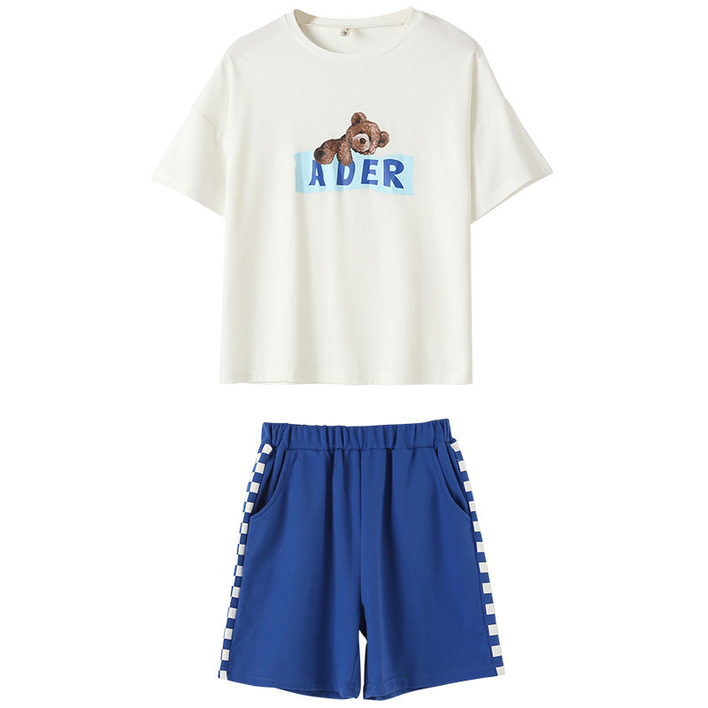 女童休闲 T 恤和短裤两件套服装