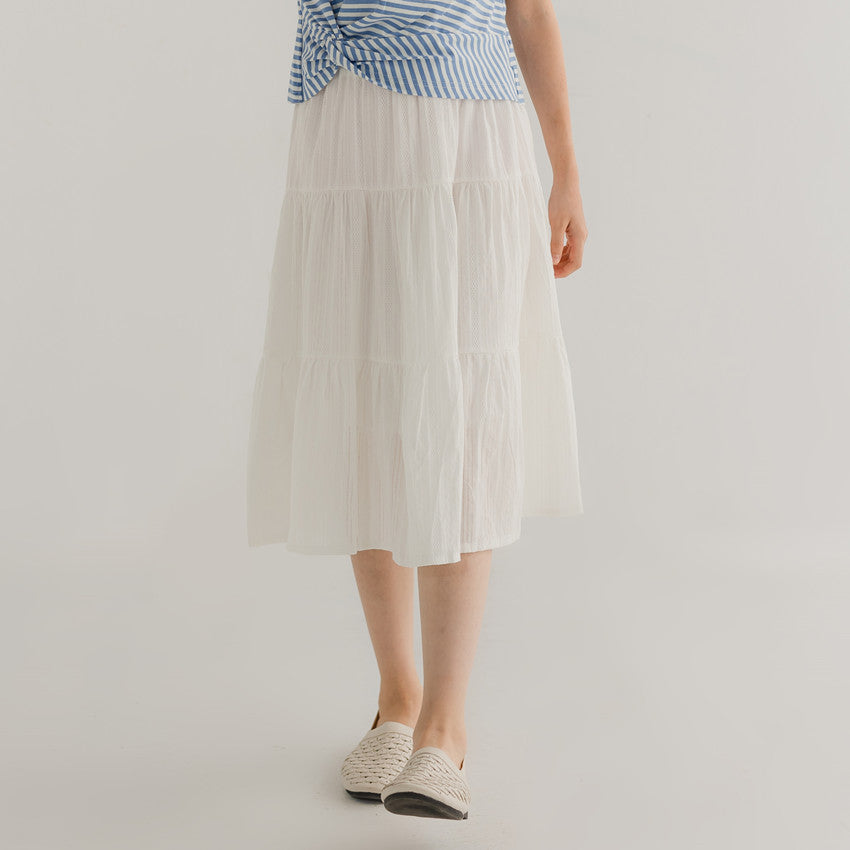 韩版女童条纹T恤白裙两件套