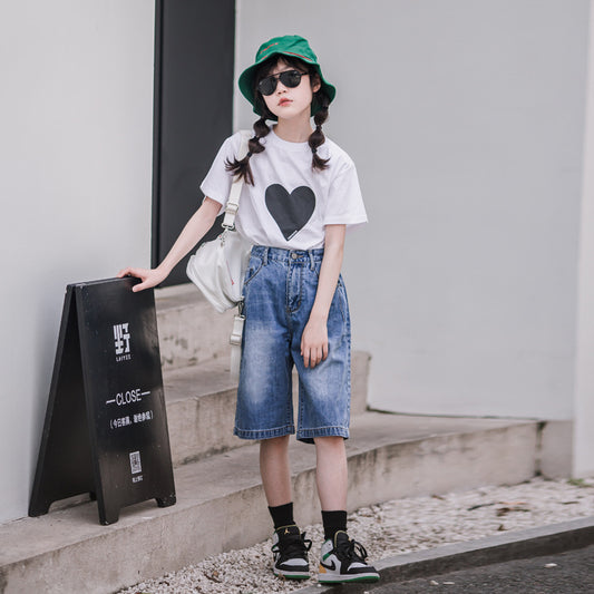 Girls' Cotton Casual Loose T-shirt