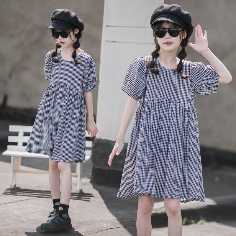 Girls' Cotton Plaid Princess Dress