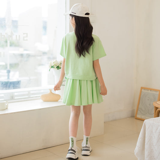 Girls' T-shirt and Skirt Athletic Two Pieces Set