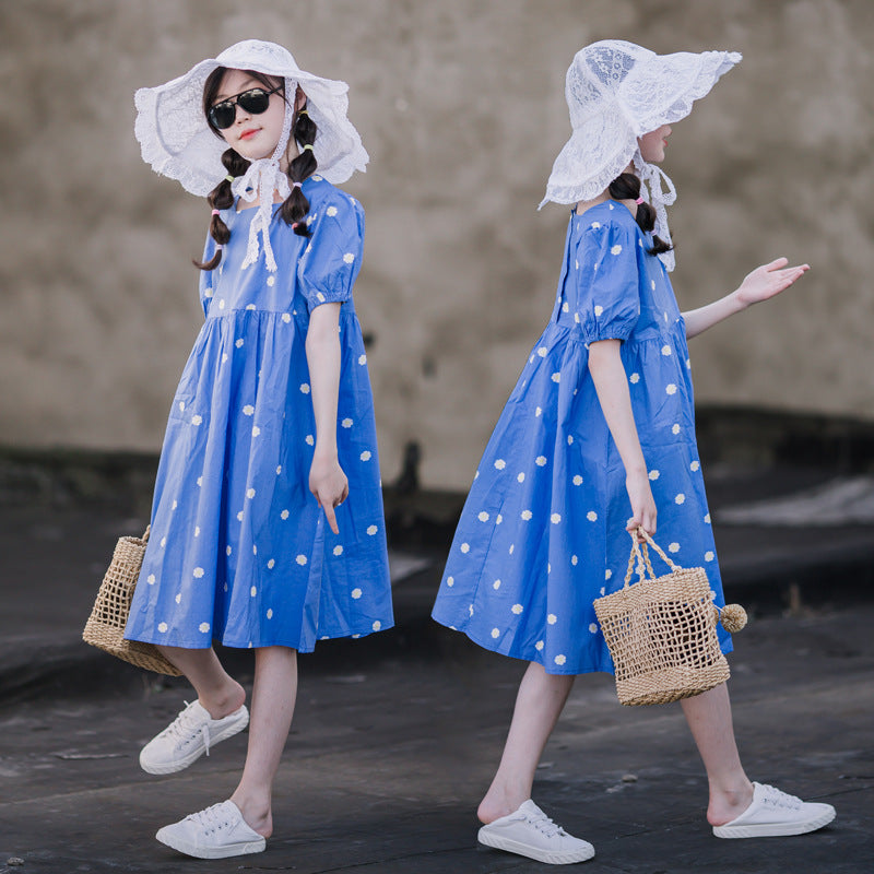 Girls' Cotton Polka Dot Princess Dress