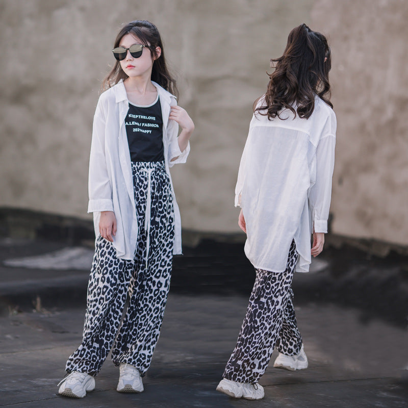 女童休闲夏季白衬衫