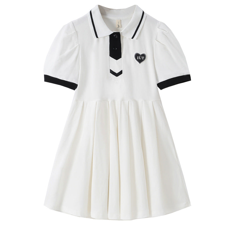 Preppy Style Polo Pleated Dress