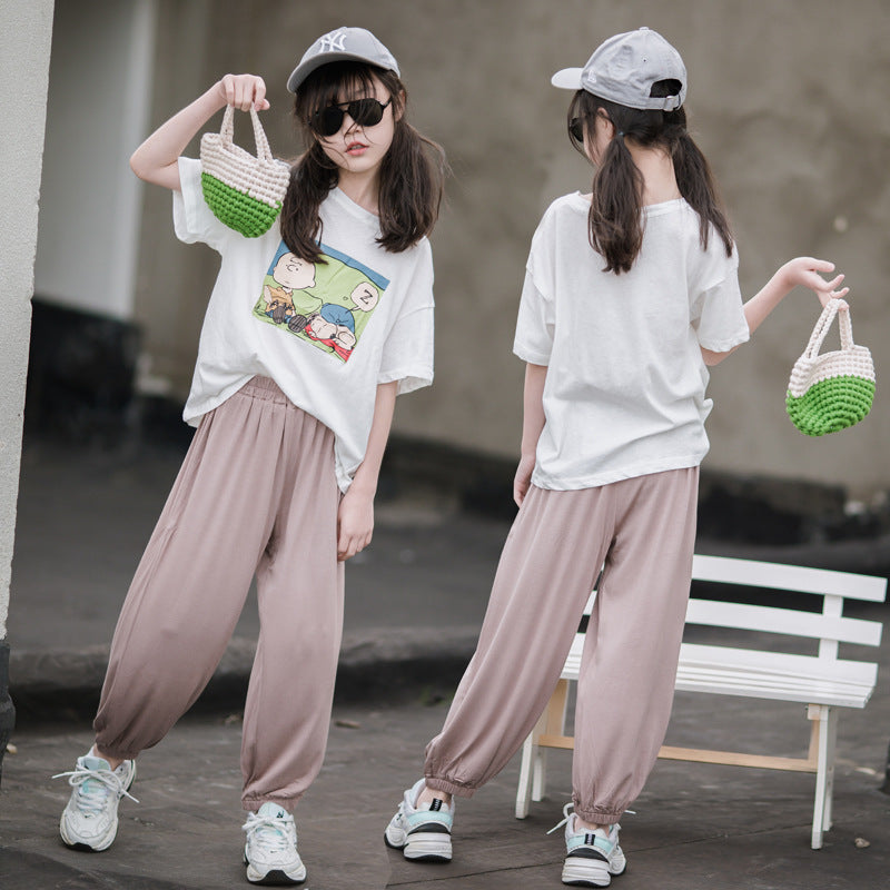 女童卡通印花两件套