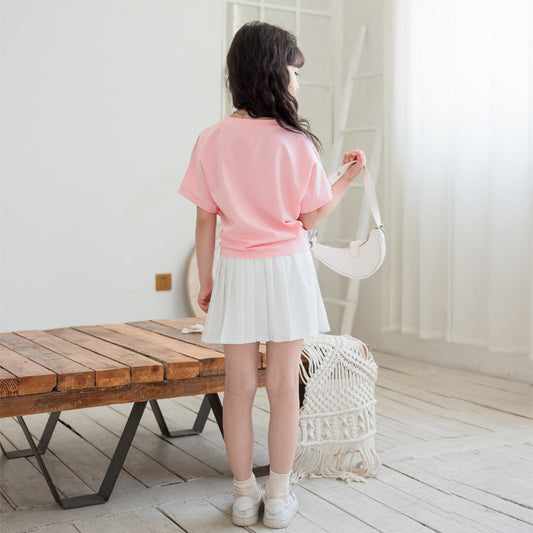 Girls' Chic T-shirt and Pleated Skirt Two Pieces Outfit Set