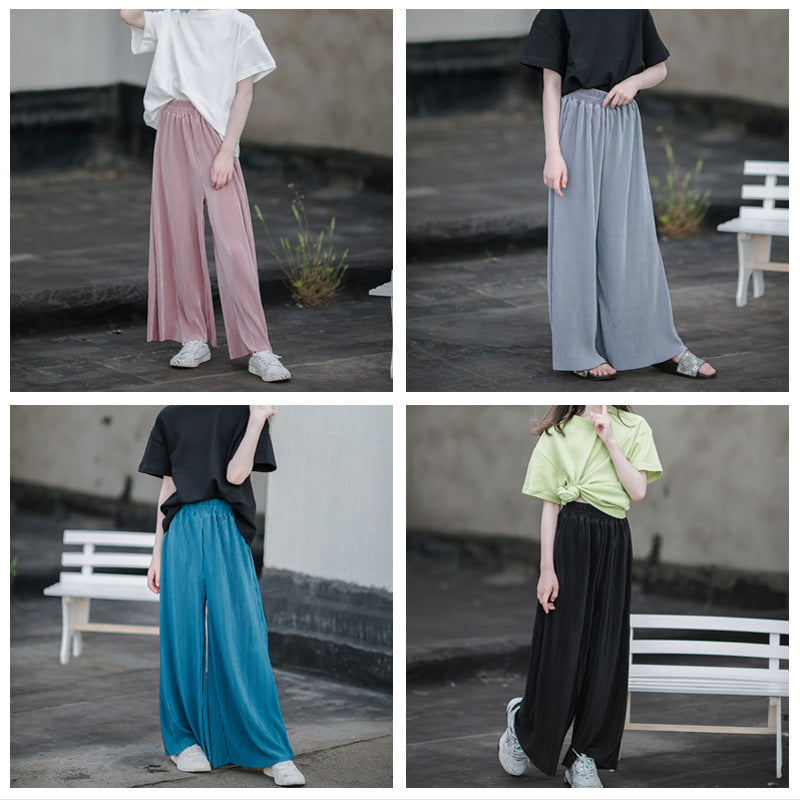 女童飘逸褶皱阔腿裤