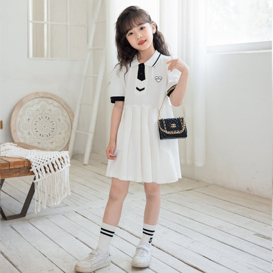 Preppy Style Polo Pleated Dress