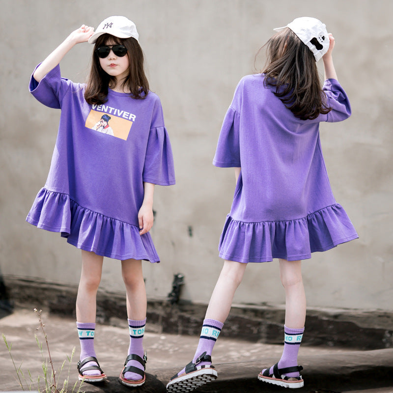 Girls' Ruffle Hem T-Shirt Dress