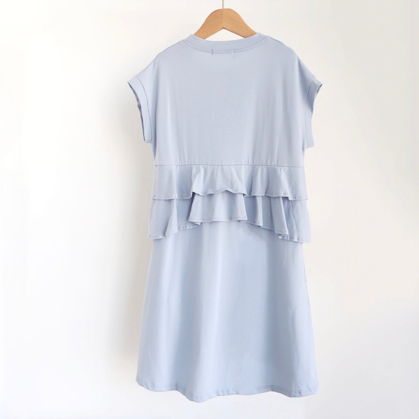 韩版女童荷叶边纯色T恤连衣裙
