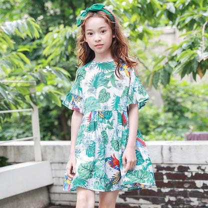 Girls' Korean Style Floral Beach Dress