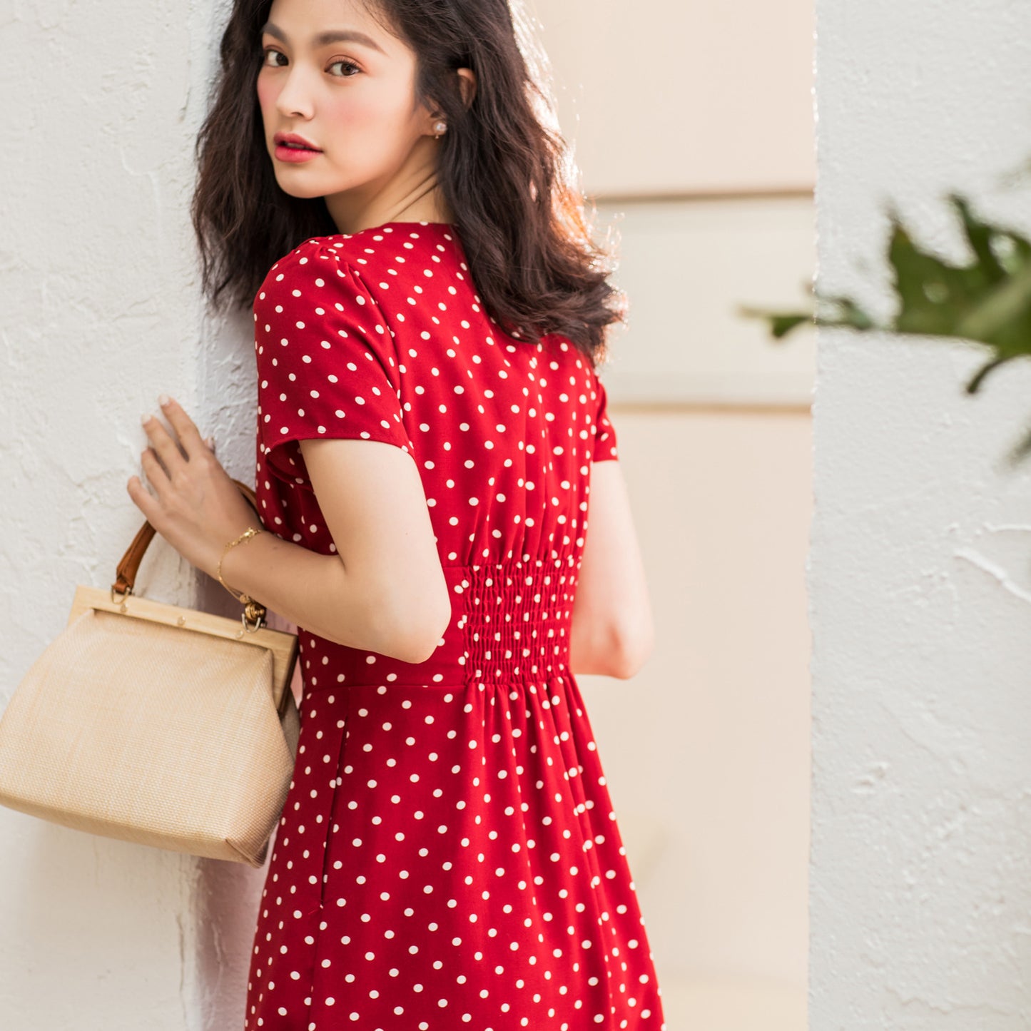 Vintage French Polka Dot Chiffon Dress