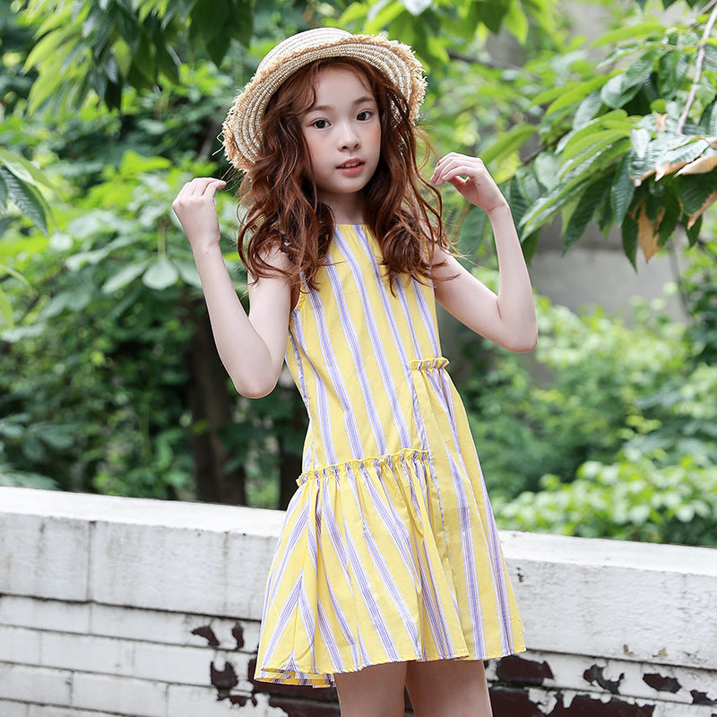 Girls' Korean Style Striped Dress