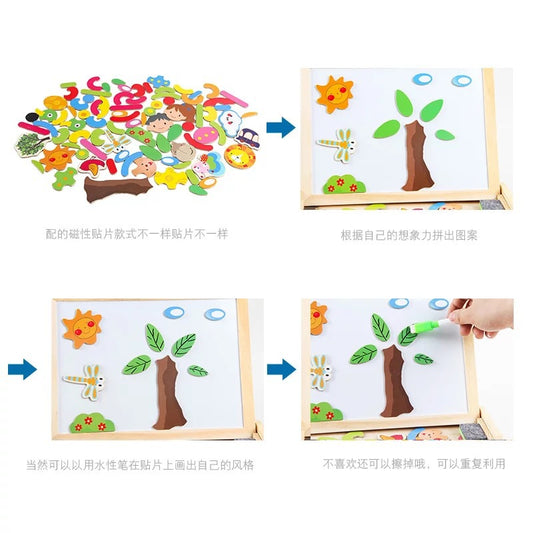 children's puzzle toys, magnetic collage, and music for babies aged 1-3-6, early education and enlightenment for young children, wooden toys