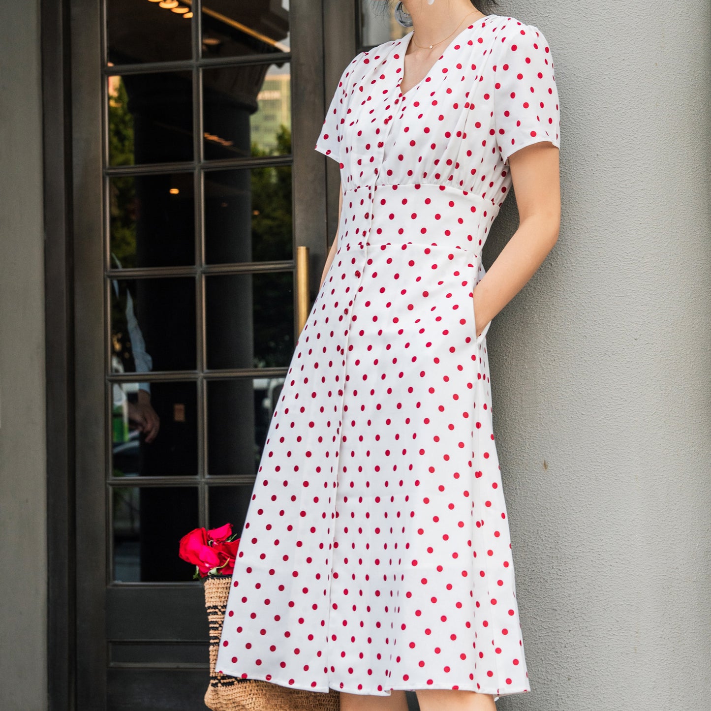 Vintage French Polka Dot Chiffon Dress