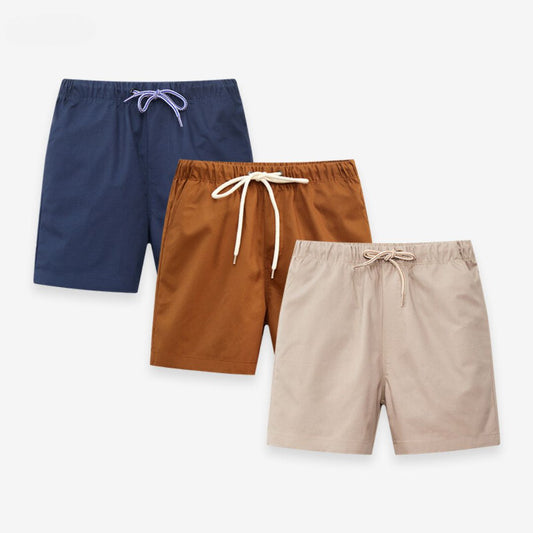 Lightweight Pure Cotton Kids' Woven Solid Color Shorts