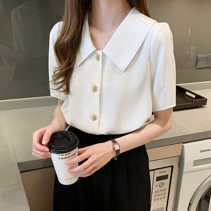 Women's Korean-Style Solid Color Chiffon Blouse