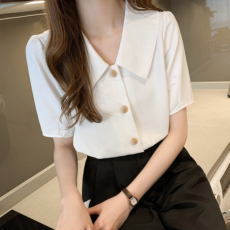 Women's Korean-Style Solid Color Chiffon Blouse