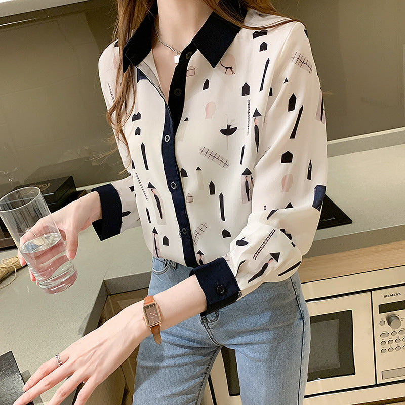 Women's Chic Long Sleeve Chiffon Blouse