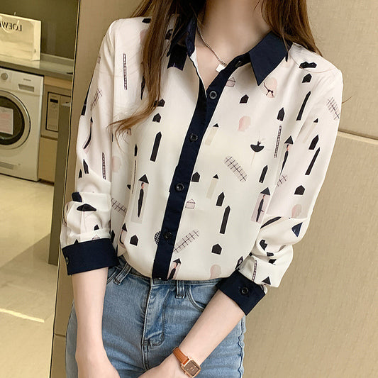 Women's Chic Long Sleeve Chiffon Blouse