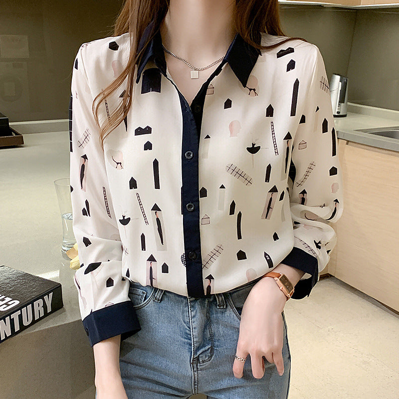 Women's Chic Long Sleeve Chiffon Blouse