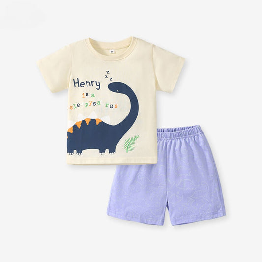 Cotton Cartoon Top and Shorts Two-Piece Set