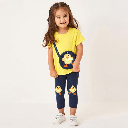 Girls' Cartoon T-shirt Leggings Two-Piece Set
